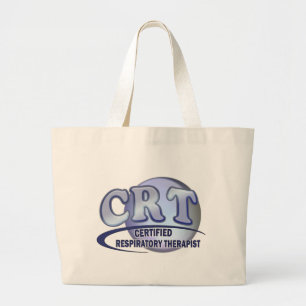 CRT CERTIFIED RESPIRATORY THERAPIST BLUE LOGO LARGE TOTE BAG