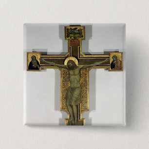 Crucifix 2 15 cm square badge