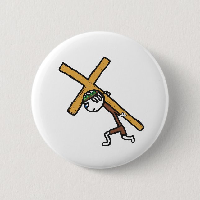 Crucifix 6 Cm Round Badge (Front)