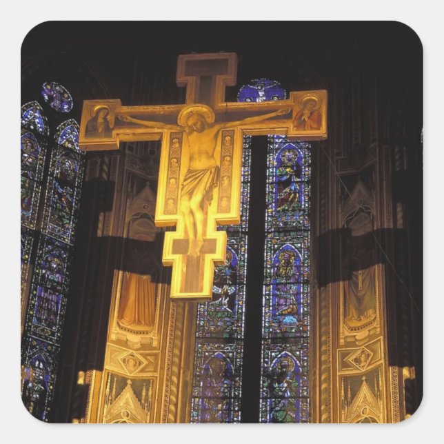 Crucifix above the High altar in the Santa Square Sticker (Front)