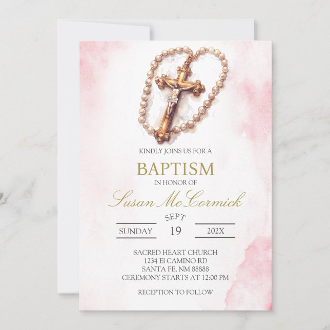 Crucifix baptism Invitation (Front)