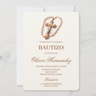Crucifix Baptism Spanish Invitation