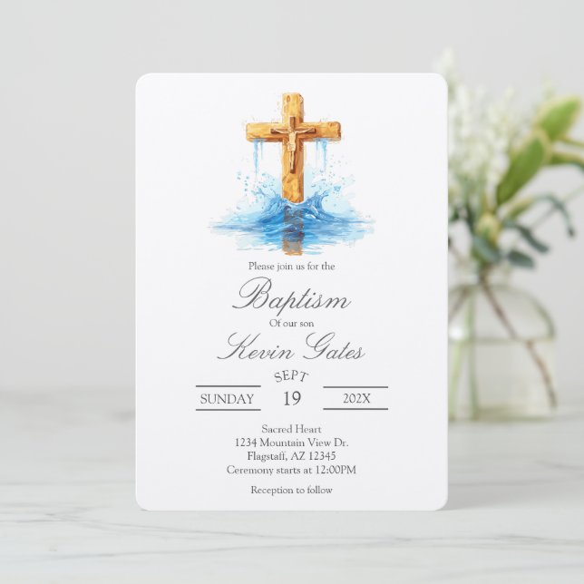 Crucifix  baptismInvitation Invitation (Standing Front)