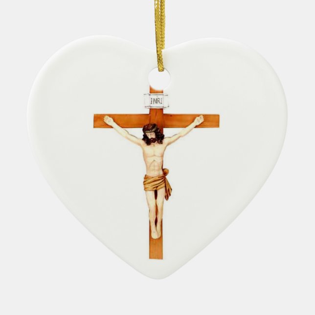 CRUCIFIX, CERAMIC TREE DECORATION (Front)