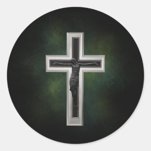 Crucifix Classic Round Sticker