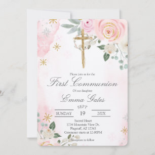 Crucifix  first communion Invitation