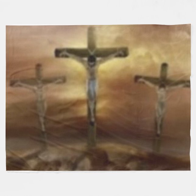 CRUCIFIX FLEECE BLANKET (Front (Horizontal))