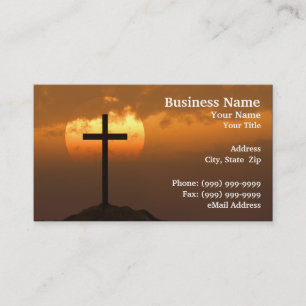 Crucifix on a Hill Against Beautiful Sunset Business Card