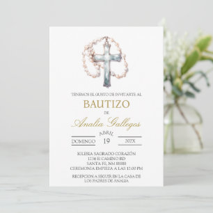Crucifix Spanish baptism Invitation