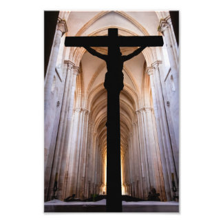 Crucifix with Jesus Christ. Gothic Alcobaca Abbey Photo Print