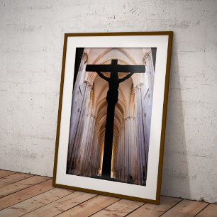 Crucifix with Jesus Christ. Gothic Alcobaca Abbey Poster
