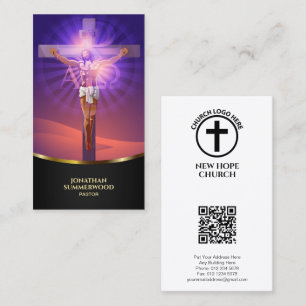 Crucifixion Christian Church Pastor Gold Accent Business Card