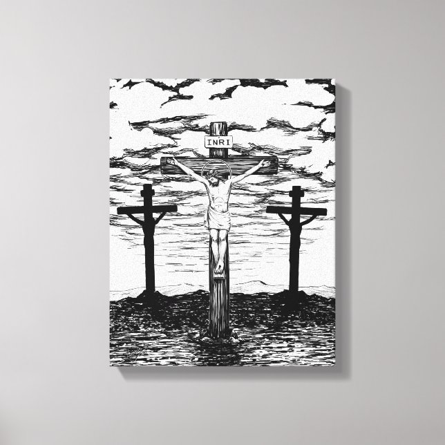 Crucifixion Illustration by Amanda Diehl Canvas Print (Front)