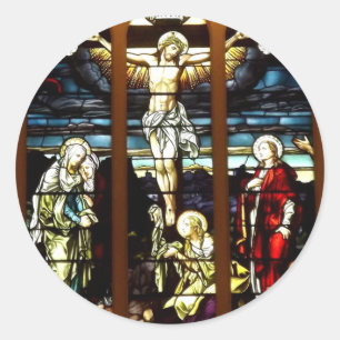 Crucifixion - Jesus on The Cross (Stained Glass) Classic Round Sticker