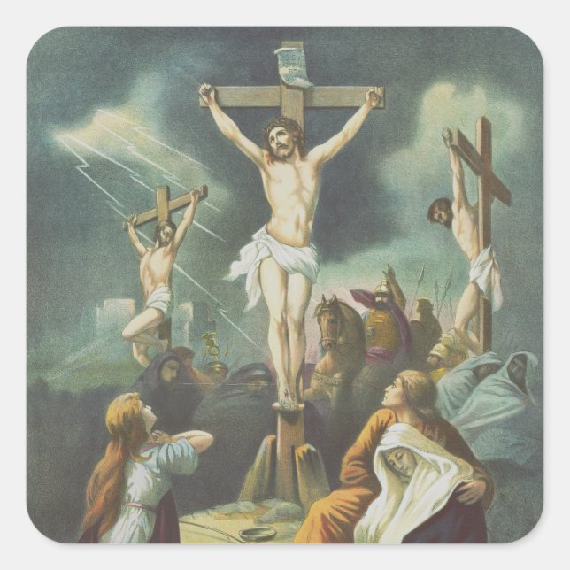 Crucifixion of Jesus Christ Square Sticker (Front)