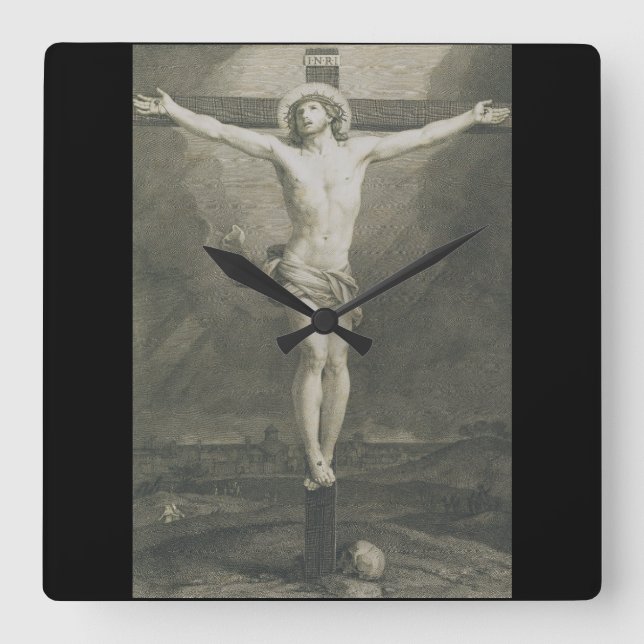 Crucifixion of Jesus Christ Square Wall Clock (Front)