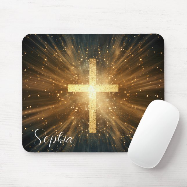 Crucifixion Of Jesus Glow Jesus Light Custom Name Mouse Mat (With Mouse)