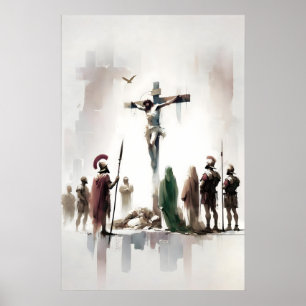 Crucifixion Of Jesus Minimalist Watercolor Bible Poster