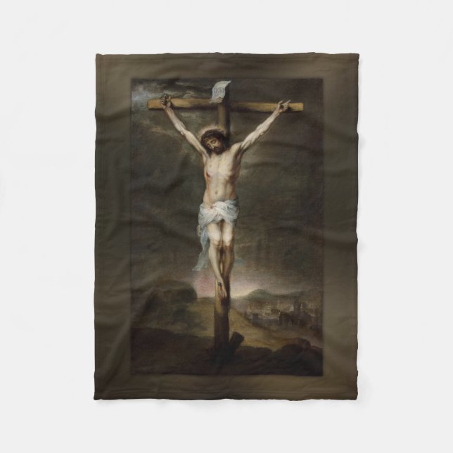 Crucifixion of Jesus Small Fleece Blanket (Front)