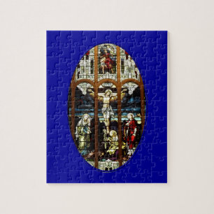 Crucifixion of Jesus stained glass window Jigsaw Puzzle