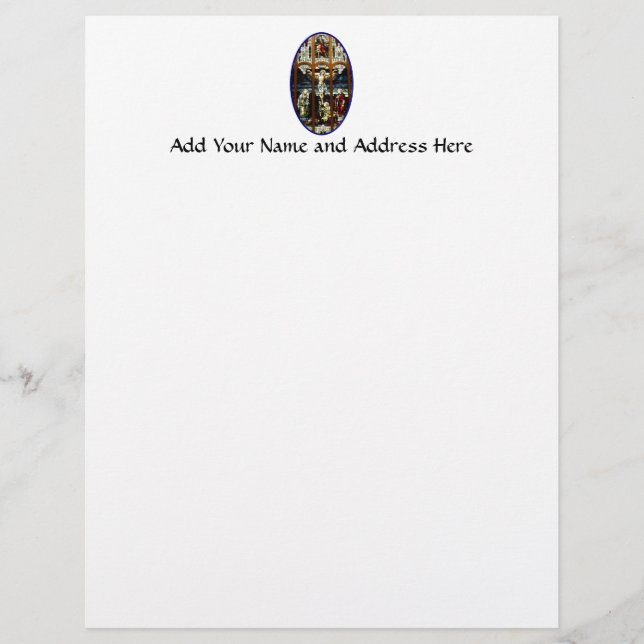 Crucifixion of Jesus stained glass window Letterhead Template (Front)