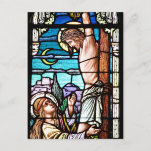 Crucifixion of Jesus - Stained glass window Postcard