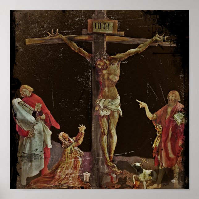 Crucifixion Saints at Jesus Feet Poster (Front)