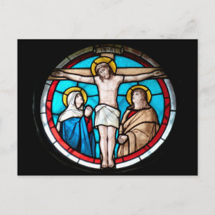 Crucifixion Stained Glass Window Postcard