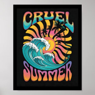 Cruel Summer Retro Wave Palm Tree Holiday Vacation Poster