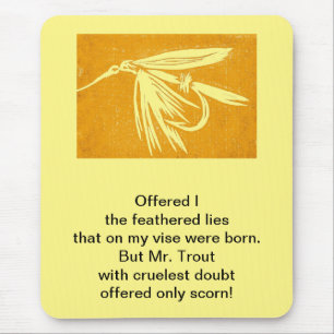"Cruel Trout" original poem with wet fly art Mouse Mat