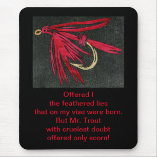 "Cruel Trout" poem with the "Red Ibis" wet fly Mouse Mat