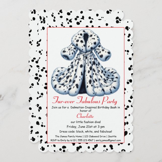 Cruella-Inspired Dalmatian Party – Birthday  Invitation (Front/Back)