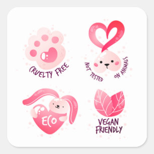 Cruelty free, eco, not tested on animals  square sticker