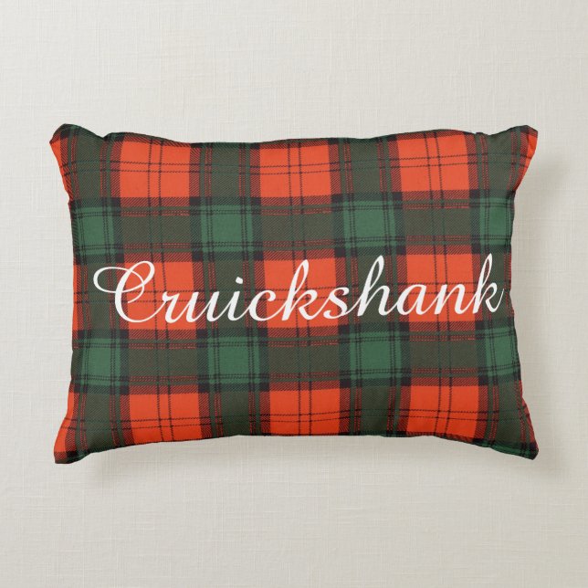 Cruickshank clan Plaid Scottish kilt tartan Decorative Cushion (Front)