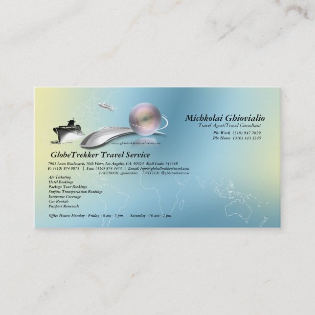 Cruise Aeroplane Train Travel Agency Business Card (Front)