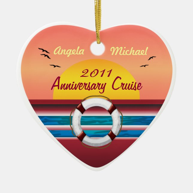 Cruise Anniversary - Sunset  Template Ceramic Tree Decoration (Front)