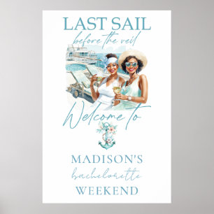 Cruise Bachelorette Party Custom Watercolor Poster