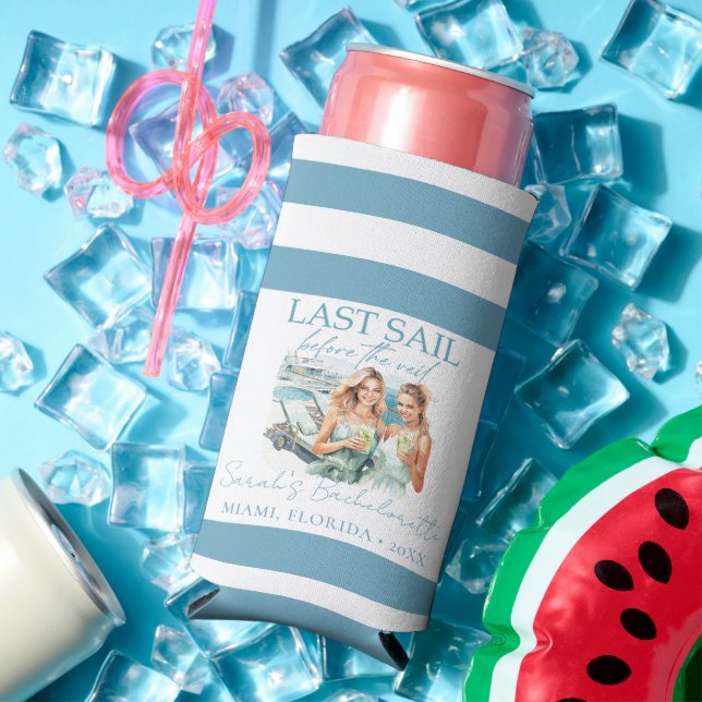 Cruise Bachelorette Personalised Last Sail Seltzer Can Cooler (In Situ Summer)