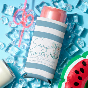 Cruise Bachelorette Personalised Seas the day Seltzer Can Cooler