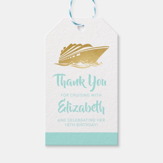 Cruise Birthday Personalised Favour Gift Tags (Front)