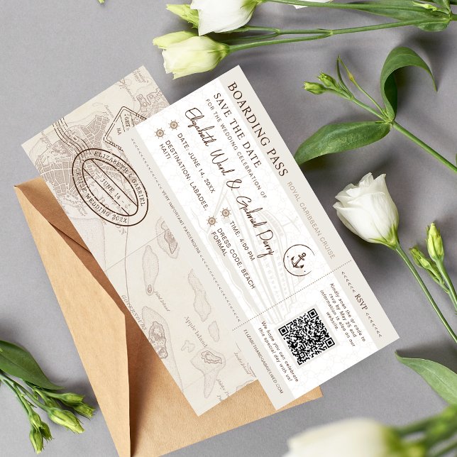 Cruise Boarding Pass Adventure Wedding Invitation  (Creator Uploaded)