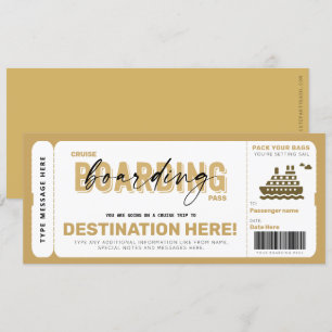 Cruise Boarding Pass Vacation Ticket Gift Voucher