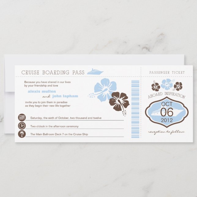 Cruise Boarding Pass Wedding Invitation (Front)