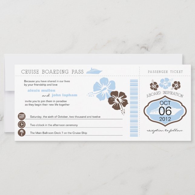 Cruise Boarding Pass Wedding Invitation (Front)