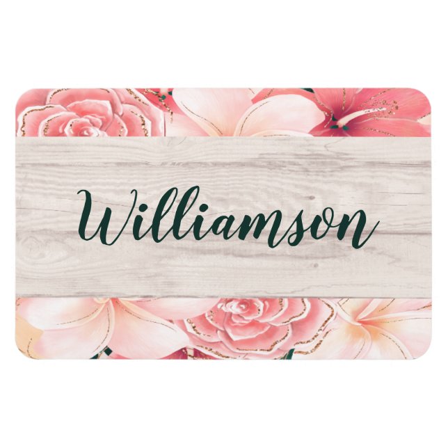 Cruise Cabin Door Family Reunion Monogram Flowers Magnet (Horizontal)