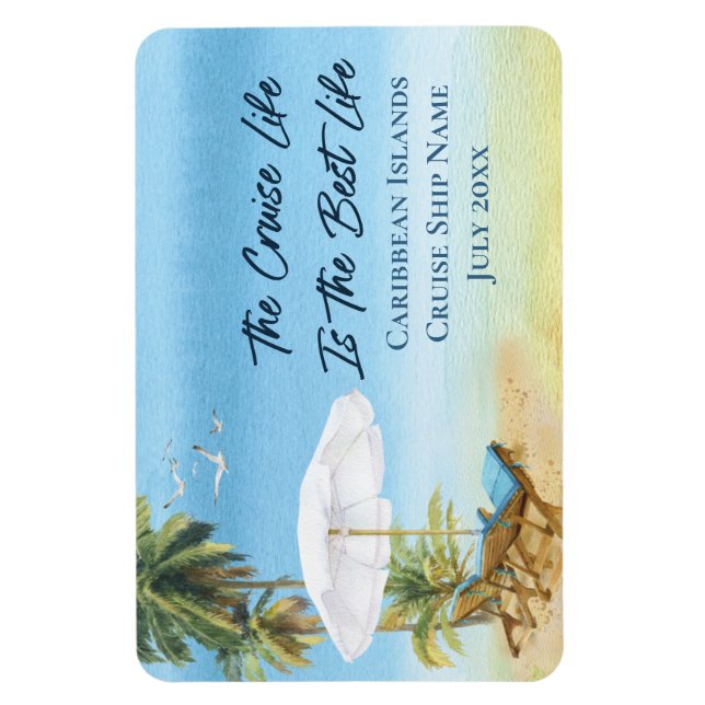 Cruise Caribbean Island Cabin Door Marker Magnet (Vertical)