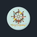 Cruise Christmas Nautical Magnet<br><div class="desc">A festive design of a ship's wheel decorated with seashells and red berries,  perfect for cruise lovers and travelers.</div>