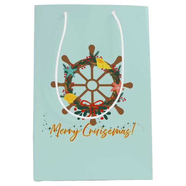 Cruise Christmas Nautical Medium Gift Bag (Front)