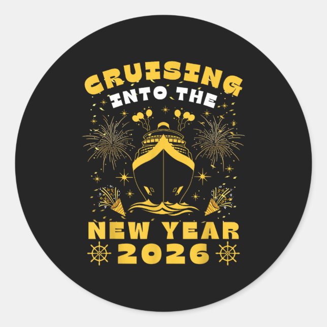 Cruise Cruising Into New Year 2026 Eve Party Match Classic Round Sticker (Front)