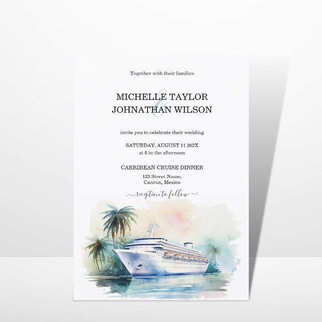  Cruise Destination Wedding Palm Trees Beach Invitation (Creator Uploaded)